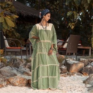 Zora Hand Crochet Stitch Maxi Dress Kaftan Caftan One Plus Size Resort Vacation